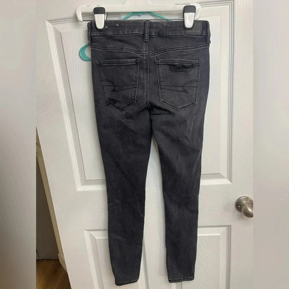 American Eagle Forever Soft Distressed High Waist Jeans Women's 6 Jegging Black - Picture 3 of 7